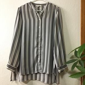 Spense women's slightly sheer black & white blouse